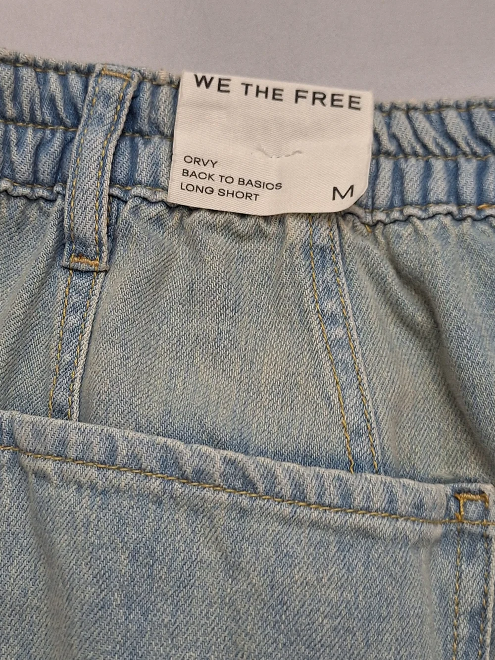 We The Free Curvy Back To Basics Light Blue Long Denim Shorts